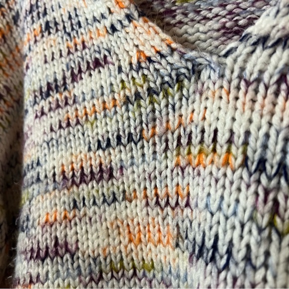 Loft | Multicolored Chunky Knit Pullover Sweater V-Neck Size 14 - Picture 6 of 11